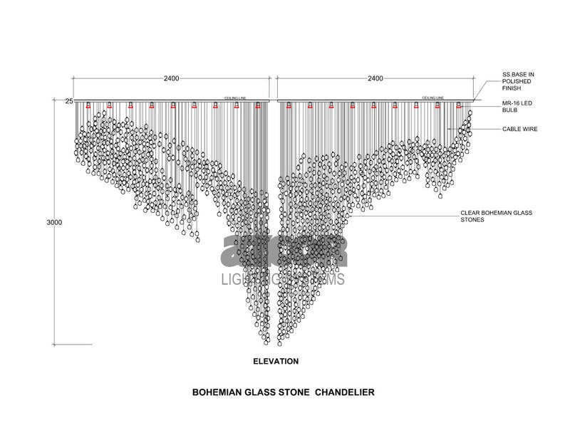 Bohemian Glass | Stones Chandelier 2400 L