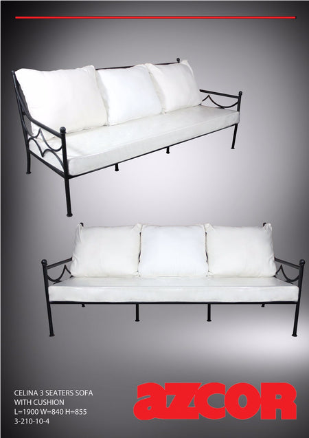 Celina Wrought Iron 3-Seater Sofa